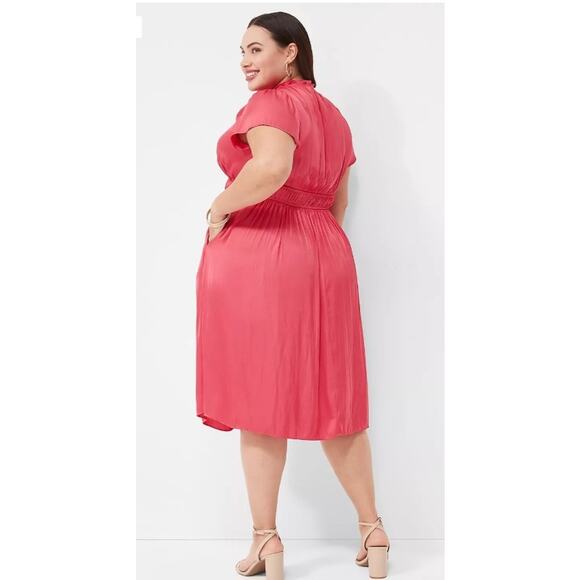 Lane Bryant Flutter Sleeve Luxe Satin Neckline w/Options Womens 22 Pockets NWT - Picture 2 of 12